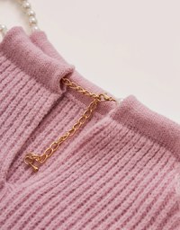 Pearl Chain Off Shoulder Knitted Dress