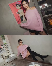 Pearl Chain Off Shoulder Knitted Dress