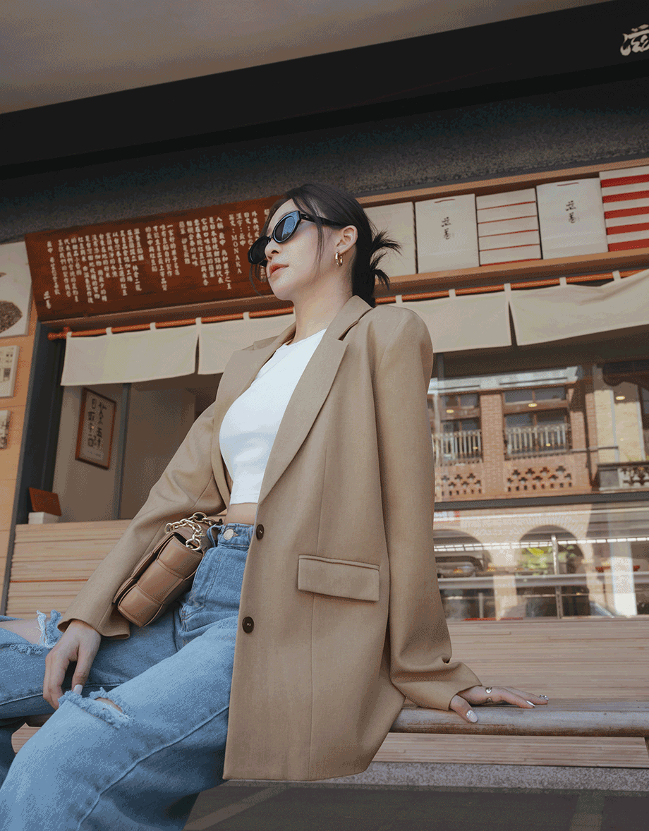 Ready Stock【Elecher's Design】Casual Loose Long Suit Blazer Jacket (With Shoulder Pads)