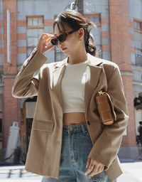 Ready Stock【Elecher's Design】Casual Loose Long Suit Blazer Jacket (With Shoulder Pads)