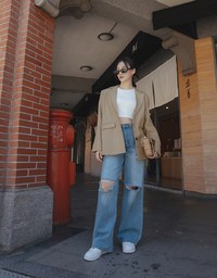 Ready Stock【Elecher's Design】Casual Loose Long Suit Blazer Jacket (With Shoulder Pads)