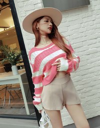 Thick Striped Twist Knit Top