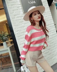 Thick Striped Twist Knit Top