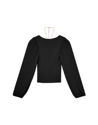 Pearl Chain Halter Neck Panel Knit Top