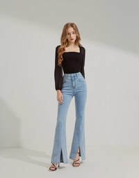 Pearl Chain Halter Neck Panel Knit Top