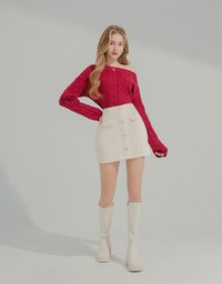 Off-Shoulder Twisted Knit Top