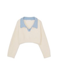 Contrast Lapel Knit Top