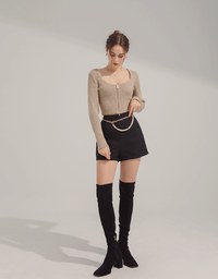 Double Zip Square Neck Knit Top
