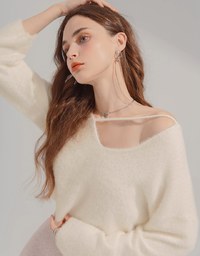 2WAY Hollow Fleece Knit Top
