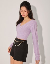 Intellectual Cross V-Neck Knit Top
