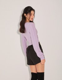 Intellectual Cross V-Neck Knit Top