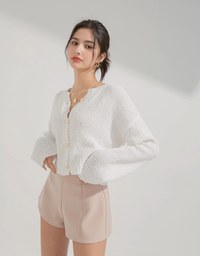 Puffy Knit Button Up Top