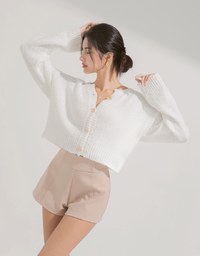 Puffy Knit Button Up Top