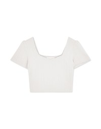 Sweetheart Neck Textured Short Sleeve Top