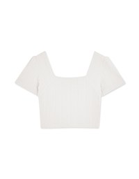 Sweetheart Neck Textured Short Sleeve Top