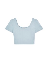 Sweetheart Neck Textured Short Sleeve Top