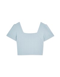 Sweetheart Neck Textured Short Sleeve Top