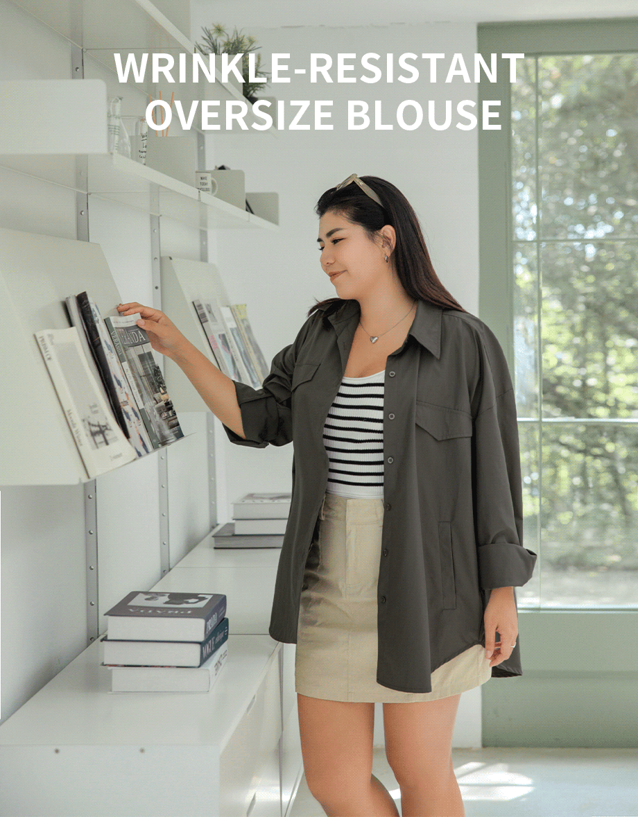 Anti-Wrinkle Iron Free Loose Long Blouse Shirt