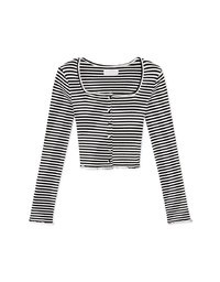 Striped Square Neck Top (With Shoulder Pads)