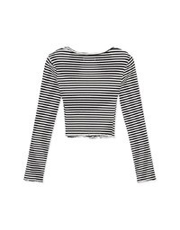Striped Square Neck Top (With Shoulder Pads)