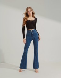 Plain Square Neck Knit Top