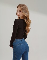 Plain Square Neck Knit Top