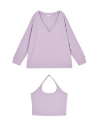 Two Piece V Neck Plain Cotton Top