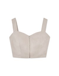 Peach Suede Wide Shoulder Zipper Vest (with padding)