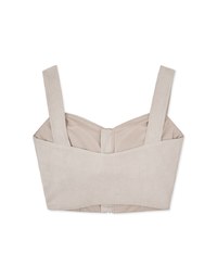 Peach Suede Wide Shoulder Zipper Vest (with padding)