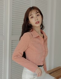 Lapel Double-Pocket Corduroy Shirt