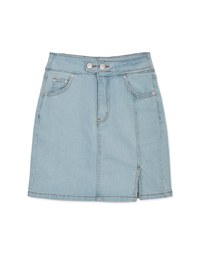Side Double ButtonSlit Denim Jeans Skirt