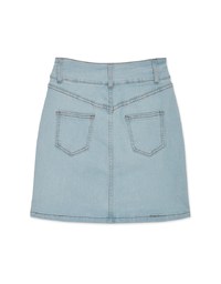Side Double ButtonSlit Denim Jeans Skirt