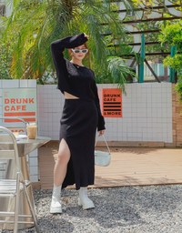 SideSlit Bodycon Wrap Knit Maxi Maxi Long Skirt