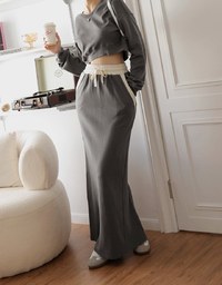 Contrast Color Comfort Maxi Skirt