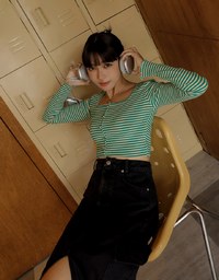 Cargo Style Front Slit Denim Jeans Maxi Skirt