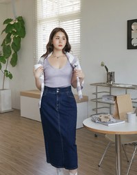 Mermaid Waistline Slit Denim Jeans Maxi Long Skirt