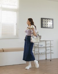 Mermaid Waistline Slit Denim Jeans Maxi Long Skirt