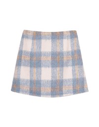 Plush Large Plaid Slit Skirt