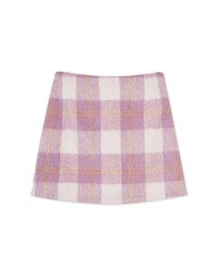 Plush Large Plaid Slit Skirt
