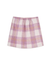 Plush Large Plaid Slit Skirt