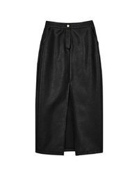 Front Slit Faux Leather Maxi Skirt