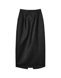 Front Slit Faux Leather Maxi Skirt