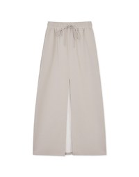 Cotton Drawstring Front Slit Maxi Skirt