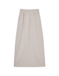 Cotton Drawstring Front Slit Maxi Skirt