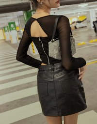 Stylish Bright Faux Leather Skirt