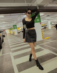 Stylish Bright Faux Leather Skirt