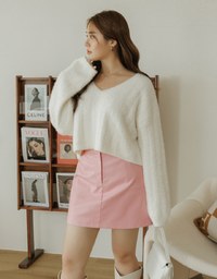 Stylish Bright Faux Leather Skirt