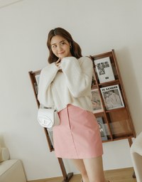 Stylish Bright Faux Leather Skirt