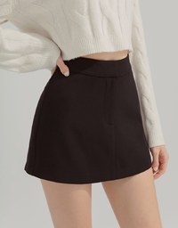Plain Silky High Waisted Skorts