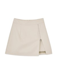 Faux Leather Zipper Slit Skirt